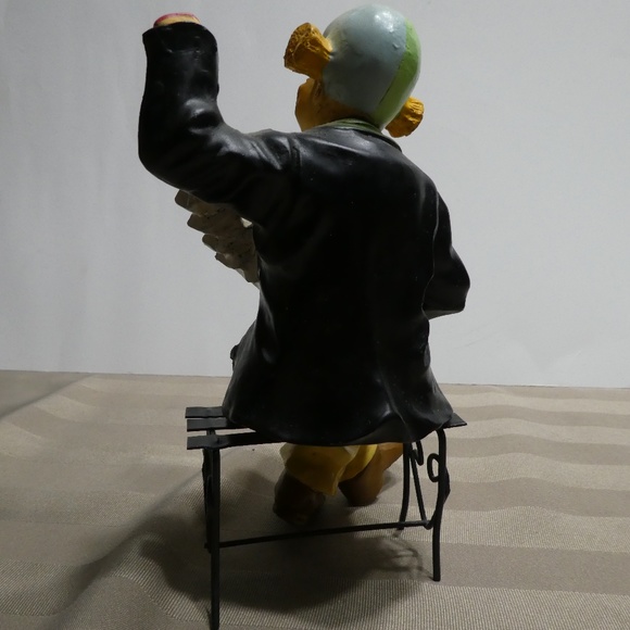 CLOWN figurine Musical Instrument sitting on bench - Picture 2 of 3